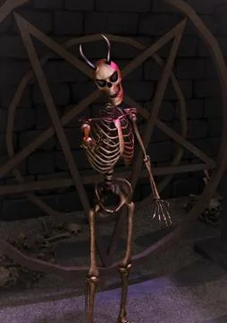 Evil horned skeleton Stock Illustration