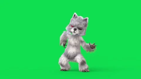 Evil Humanoid Cat Green Screen Dance Front Loop Horror 3D Animation Renderin Vidéo 281483621