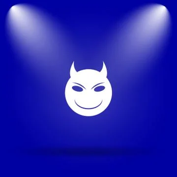 Evil icon. Flat icon on blue background.. Stock Illustration
