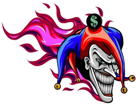 Evil joker with flames vector illustration art Stock Illustration