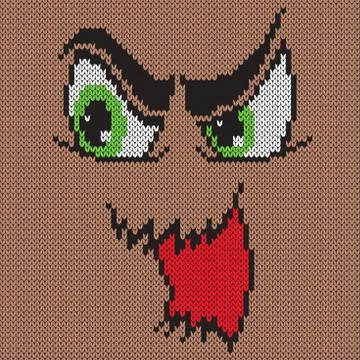 Evil knitting grimace Stock Illustration