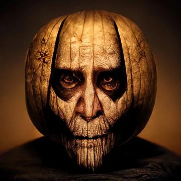 Evil looking Creepy Pumpkin Headed man Stock Illustration