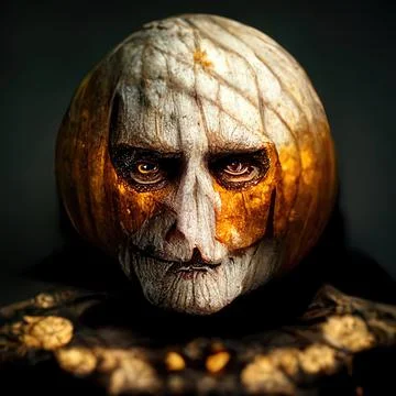 Evil looking Creepy Pumpkin Headed man Stock Illustration