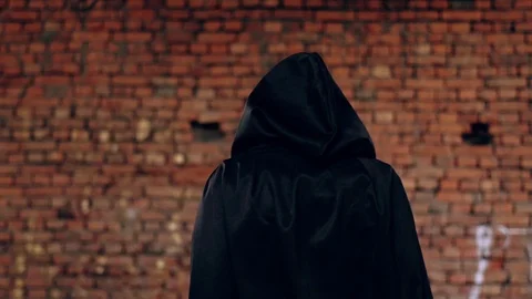 An evil monk in the hood Stock Footage 112246157