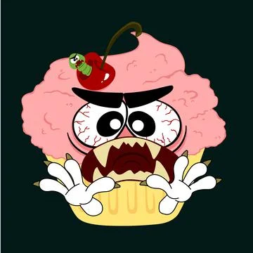 Evil monster cake. Stock Illustration