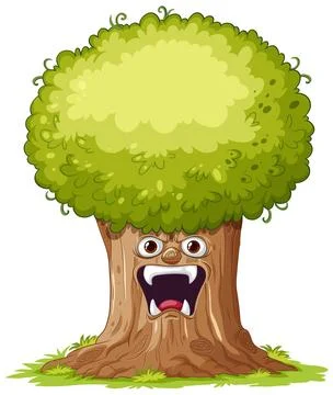 An evil monster tree cartoon Stock-Illustration