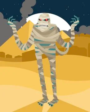 Evil mummy in egypt Stock Illustration