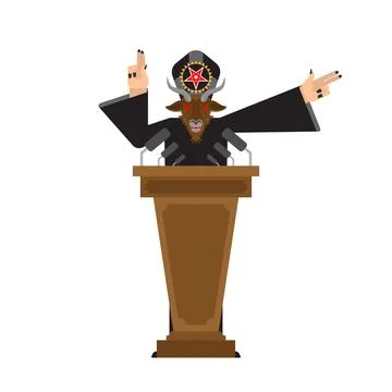 Evil preacher Baphomet Demon. Devil Black Mass satan pastor. Angry scary miss Stock Illustration