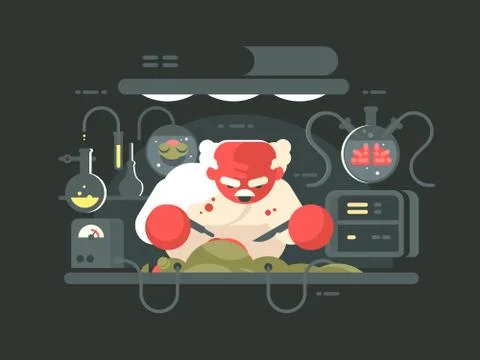 Evil professor experiment Stock Illustration