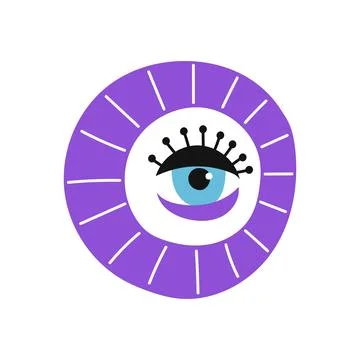 Evil protection magic eye with lashes, amulet icon Stock Illustration