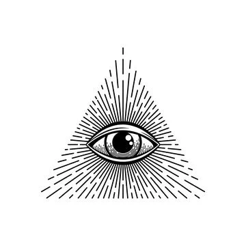 Evil protection magic eye mason pyramid triangle Illustrazione stock