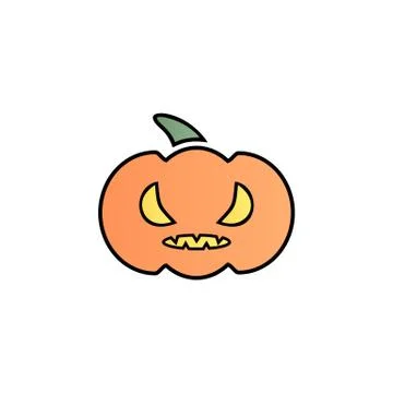 Evil pumpkin color gradient vector icon Stock Illustration