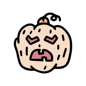 Evil pumpkin color vector doodle simple icon 스톡 일러스트