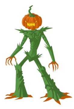 Evil pumpking jack o lantern monster Stock Illustration