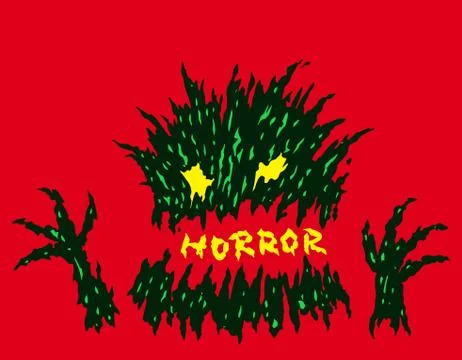Evil red horror monster. Vector illustration. Stock Illustration