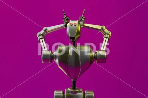 Evil robot in Studio Portrait Stock-Illustration