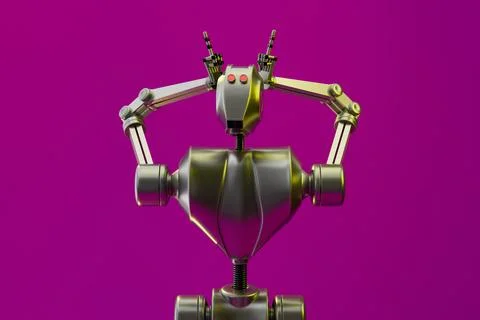 Evil robot in Studio Portrait Stock Illustration