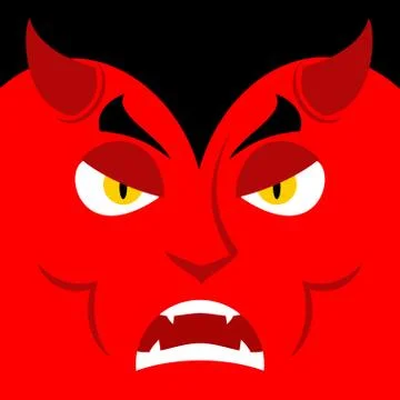 Evil Satan. Angry emotion Devil. Unhappy with demon frowning. Aggressive Luci Stock Illustration