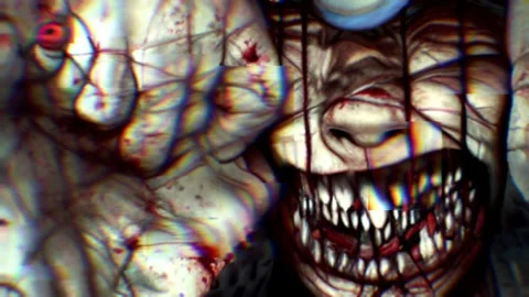 Evil Scary Clown Animation Loop Horror Halloween Concept Stock Footage 219426602