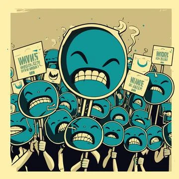 EVIL SMILES WITH POSTERS PROTEST Stock Illustration