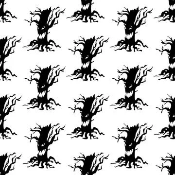 Evil tree halloween pattern Stock Illustration