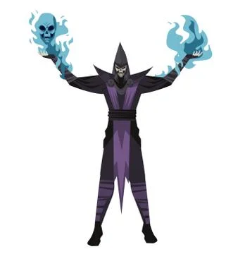 Evil undead necromancer dark wizard Stock Illustration