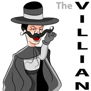 Evil villian moustache man Stock Illustration