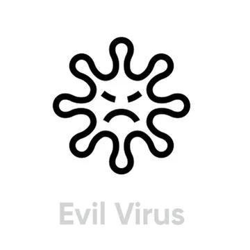 Evil Virus Face vector editable line icon. Stock Illustration
