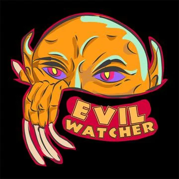 Evil Watcher Monster Creature Vector Illustration and T-shirt Graphics Stock Illustration