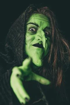 Evil witch casting a curse Foto stock