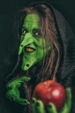 Evil witch with dirty teeth Foto stock
