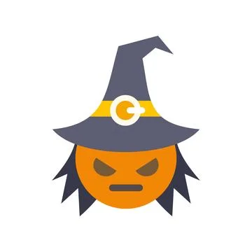 Evil witch head wearing hat for halloween concept Stock Illustration