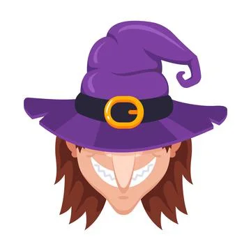 Evil witch in a magic magic hat. Stock Illustration