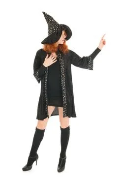 Evil witch pointing with finger Stock Photos
