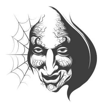 Evil Wizard Face Stock Illustration