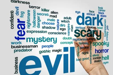 Evil word cloud concept Stock Illustration