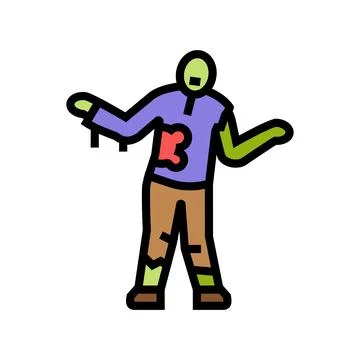 Evil zombie color icon vector illustration Stockillustratie