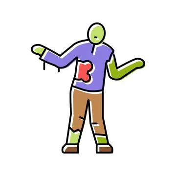 Evil zombie color icon vector illustration 스톡 일러스트