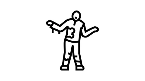 Evil zombie line icon animation Stock Footage 326138001
