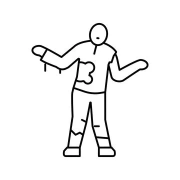 Evil zombie line icon vector illustration Stock Illustration