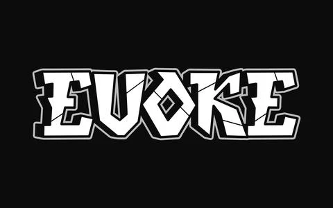 Evoke - single word, letters graffiti style. Vector hand drawn logo. Funny .. Stock Illustration