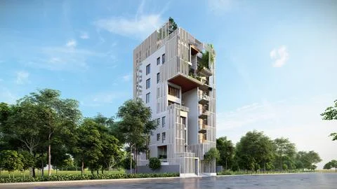 Evoking Wonder 3D Renderings of Modern Architectural Marvels Stock-Illustration