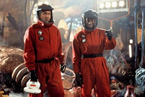  Evolution (2001) - filmstill Evolution (2001) David Duchovny &amp; Orlando Jo... Stockfoto's