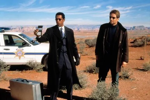  Evolution (2001) - filmstill Evolution (2001) David Duchovny &amp; Orlando Jo... Stockfoto's