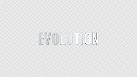 Evolution 3D title animation metal letters on black alpha channel Stock Footage 270304204