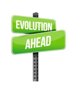 Evolution ahead road sign illustration design over a white background Illustrazione stock