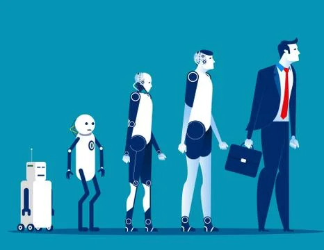 Evolution android. Concept cyborg technology vector illustration. Stock Illustration