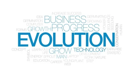 Evolution animated word cloud, text design animation. Kinetic typography. Stock Footage