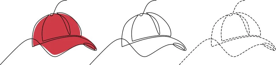 Evolution of a baseball cap from filled to outlined design stages Vector Stock Illustration