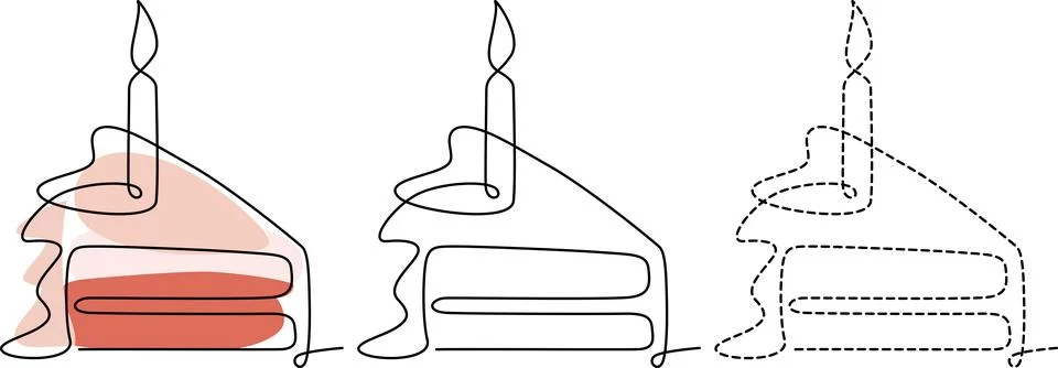 Evolution of a birthday cake from fully decorated to minimalist design with.. Stock Illustration